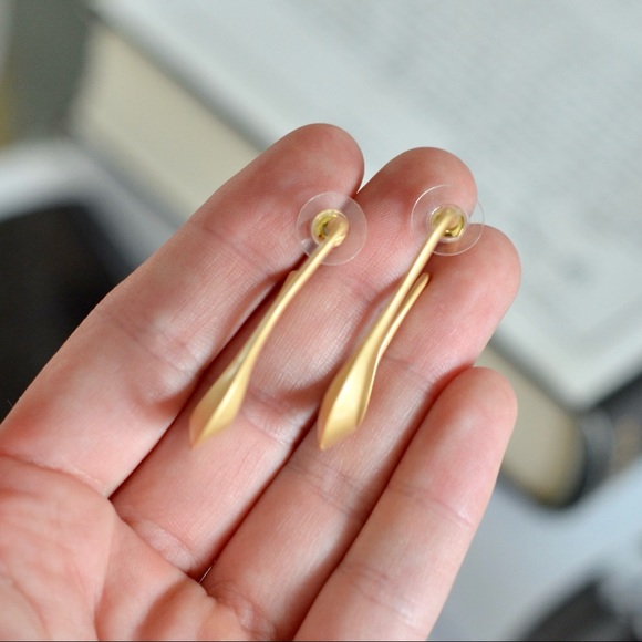 Brushed Gold Irregular Thick Hoop Earrings - Picture 2 of 3